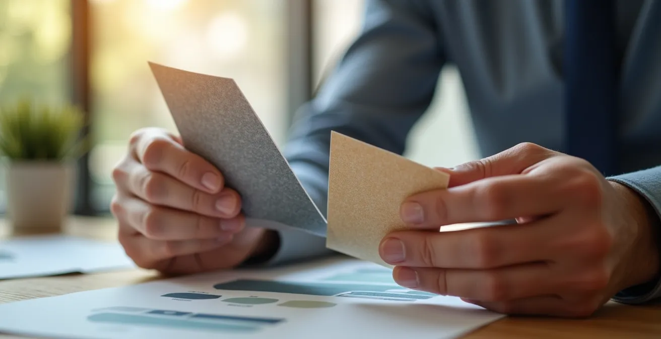 Split-screen comparison showing two different graphic designs being evaluated